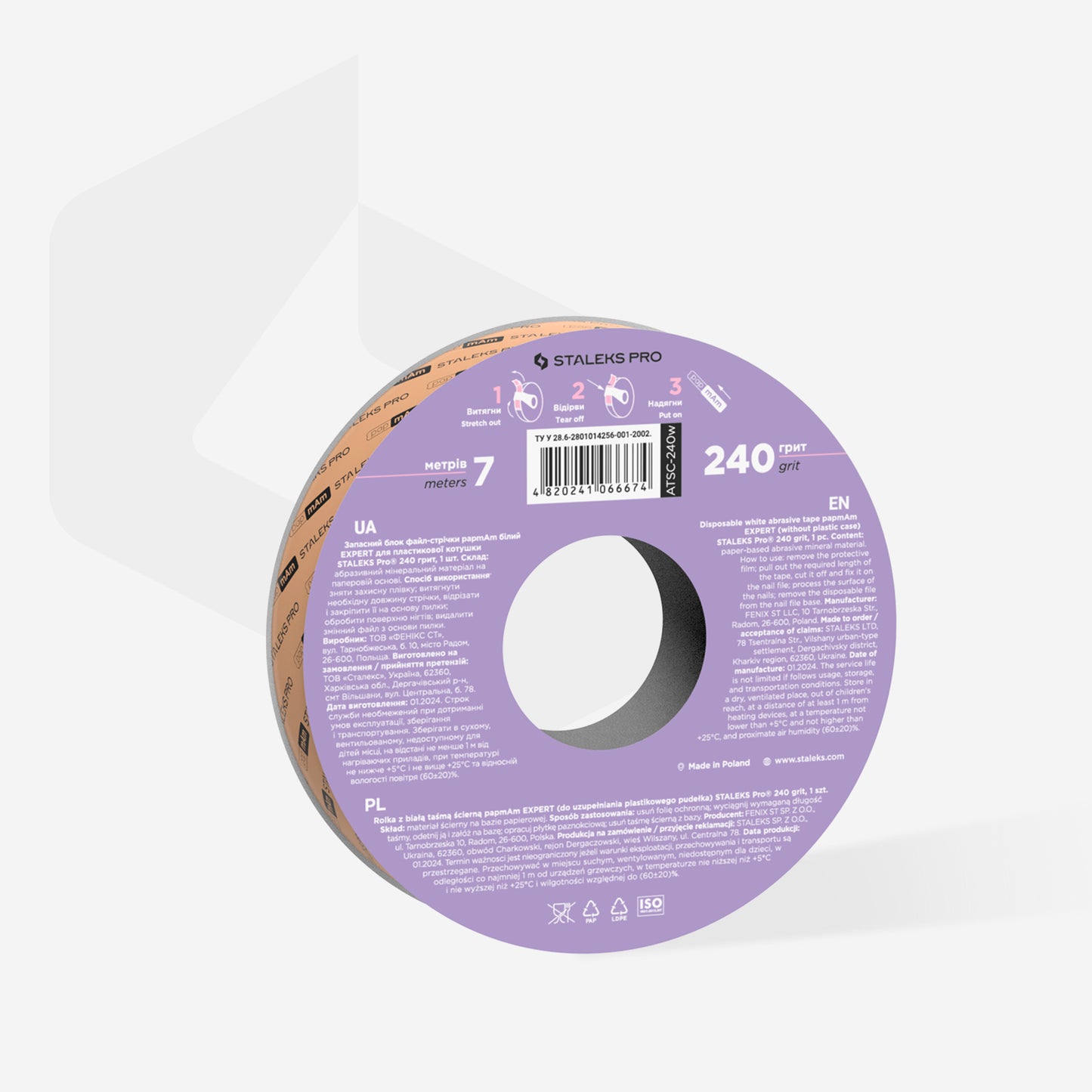 Disposable white abrasive tape papmAm EXPERT 240 grit for the plastic case - Pro DM one