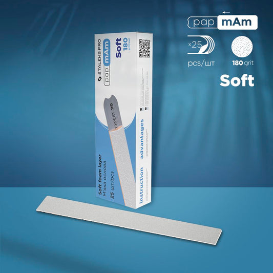 Disposable white files papmAm on soft foam layer EXPERT 20 180 grit (25 pcs) - Pro Staleks